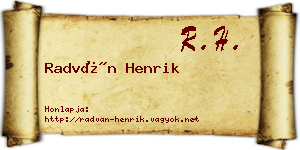 Radván Henrik névjegykártya